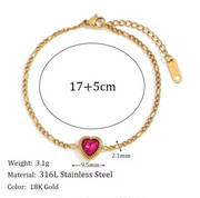 18K Gold Heart Crystal Bracelet