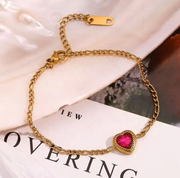 18K Gold Heart Crystal Bracelet