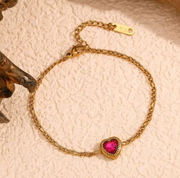 18K Gold Heart Crystal Bracelet