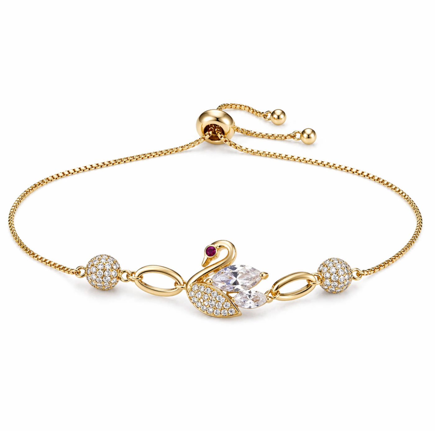 Crystal Swan Adjustable Bracelet