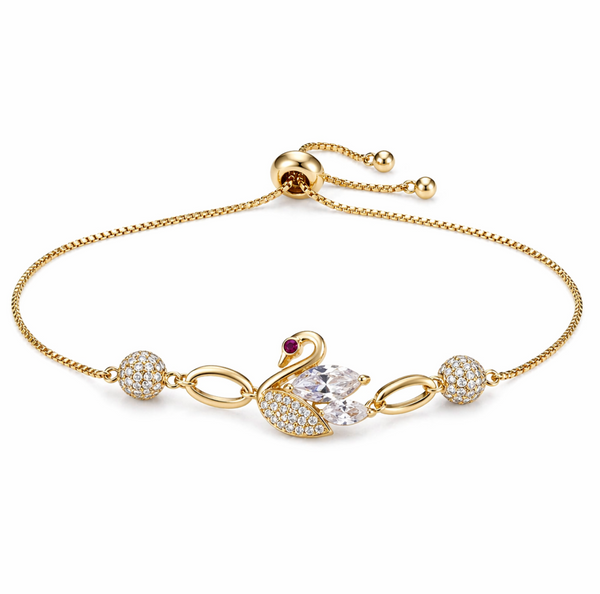 Crystal Swan Adjustable Bracelet
