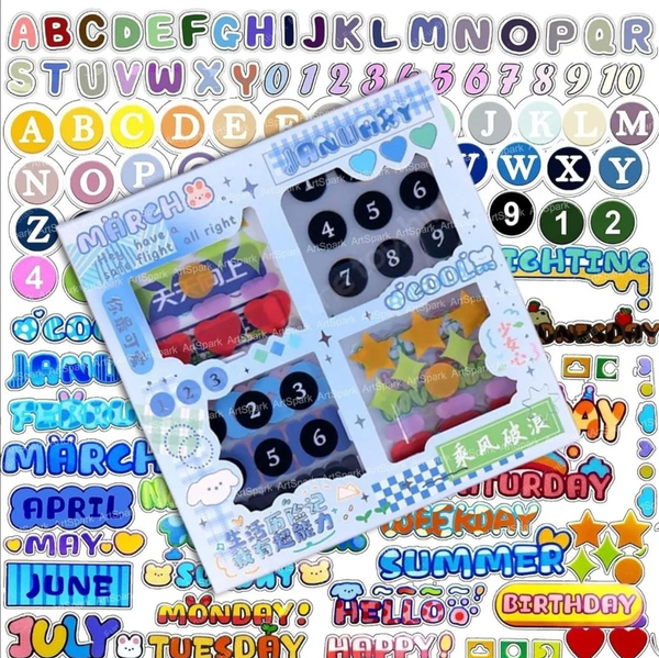 Cute Alphabet & Calendar Sticker Set
