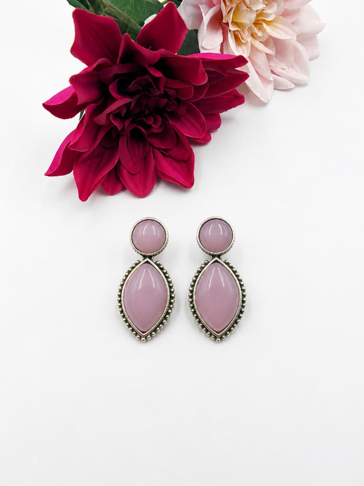 Elegant Pink Teardrop Statement Earrings