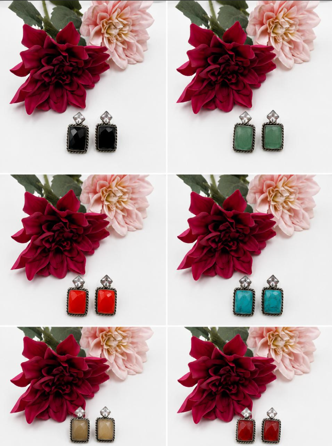 Vintage Stone Statement Stud Earrings