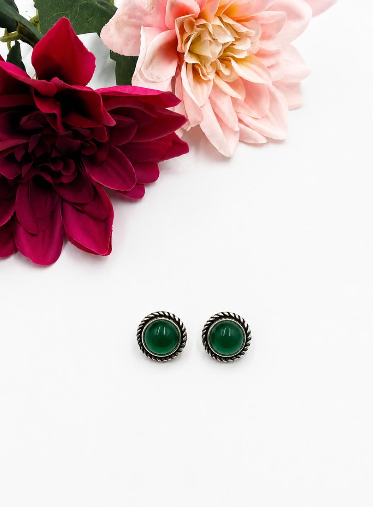 Emerald Charm Stud Earrings
