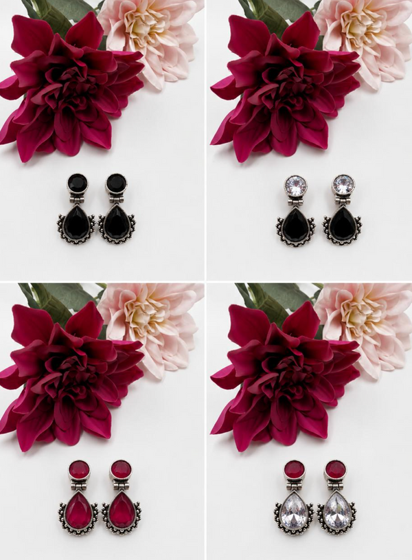 Vintage Teardrop Stone Earrings