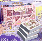 200 Sheets Cute Kawaii Sticker Pack | PET Transparent Decorative Stickers for Journaling, Scrapbooking & DIY Crafts