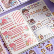 200 Sheets Cute Kawaii Sticker Pack | PET Transparent Decorative Stickers for Journaling, Scrapbooking & DIY Crafts