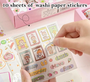 Cute DIY Stationery Gift Box Set | Washi Tapes, Decorative Stickers & Nail Art Stickers Collection