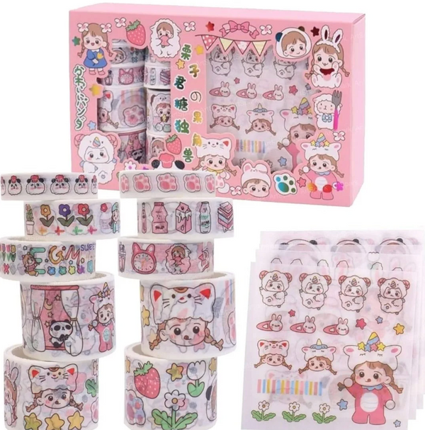 Cute DIY Stationery Gift Box Set | Washi Tapes, Decorative Stickers & Nail Art Stickers Collection