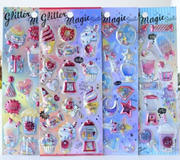 Kawaii Glitter Magic Puffy Stickers | 3D Shaker Glitter Stickers for Journaling, Crafts & DIY Decoration