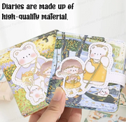 Cute Bear Mini Diary for Kids | Pocket Notebook with Lock Strap | Cartoon Journal & Memo Book