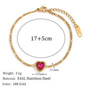 Ruby Heart Charm Bracelet