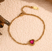 Ruby Heart Charm Bracelet