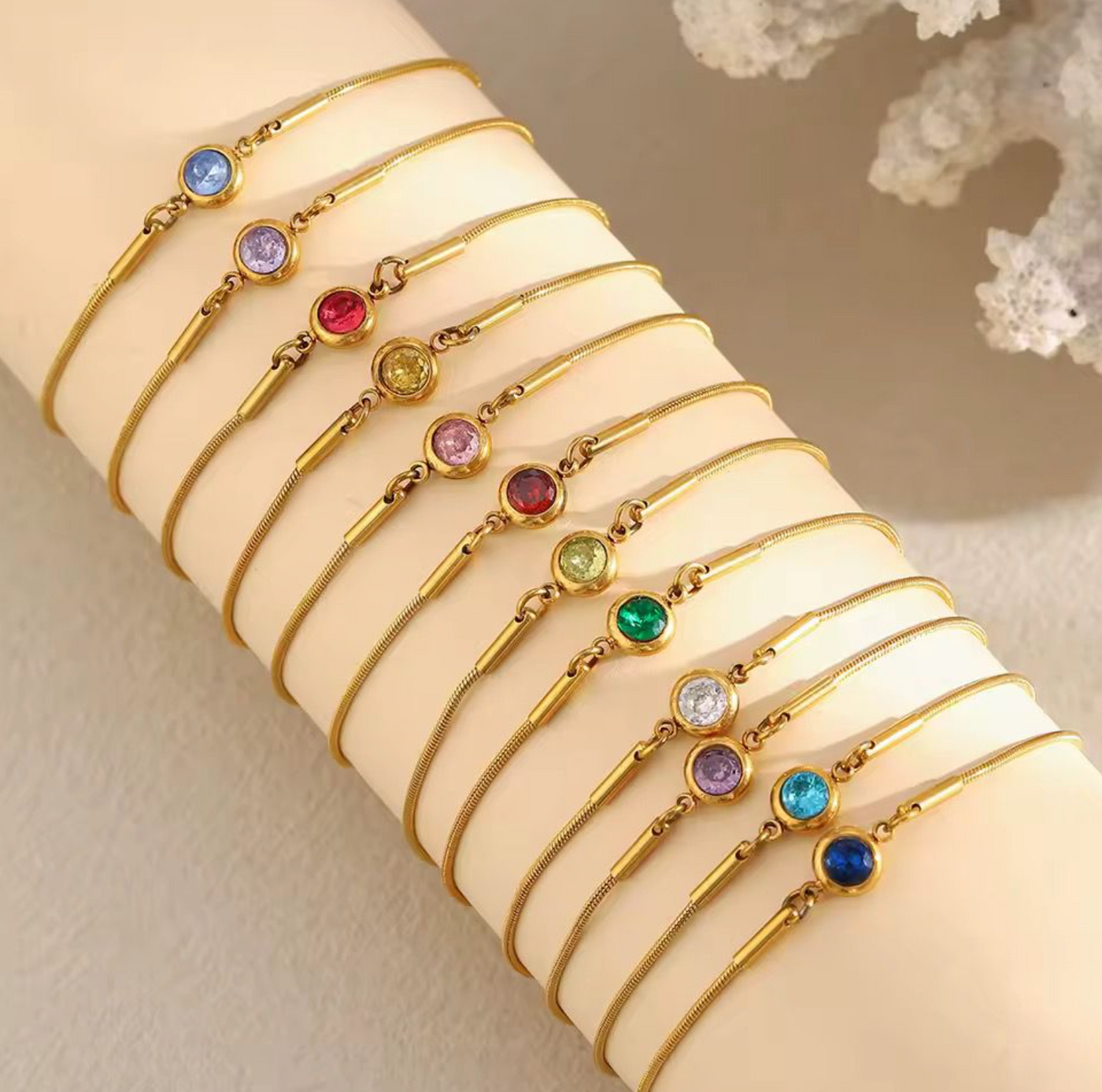 Birthstone Charm Adjustable Bracelet