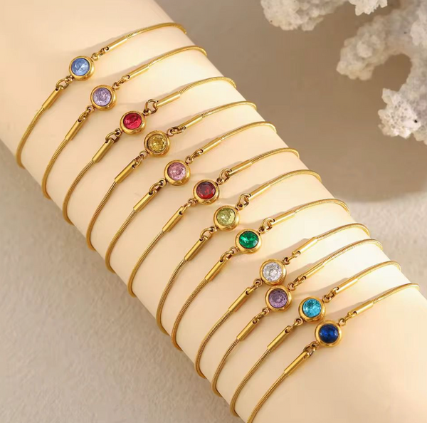 Birthstone Charm Adjustable Bracelet