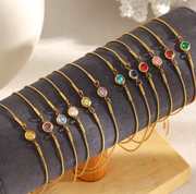 Birthstone Charm Adjustable Bracelet