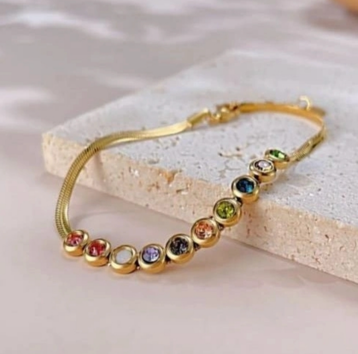 Rainbow Birthstone Gold Bracelet