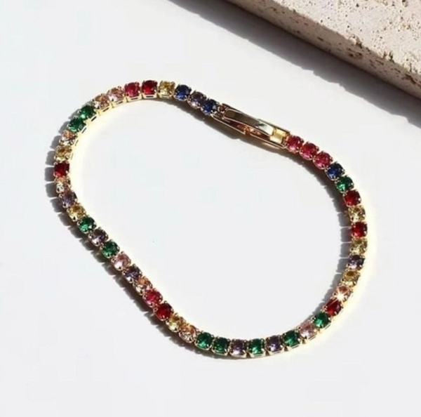 Rainbow Crystal Tennis Bracelet