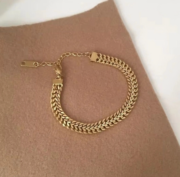 Gold Herringbone Chain Bracelet