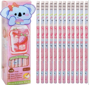 Cute Fruit-Themed HB Wood Pencils Set – Pack of 24 Cartoon Pencils with Storage Case