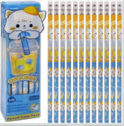 Cute Fruit-Themed HB Wood Pencils Set – Pack of 24 Cartoon Pencils with Storage Case