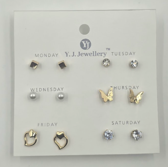 7-Day Weekday Stud Earrings Set