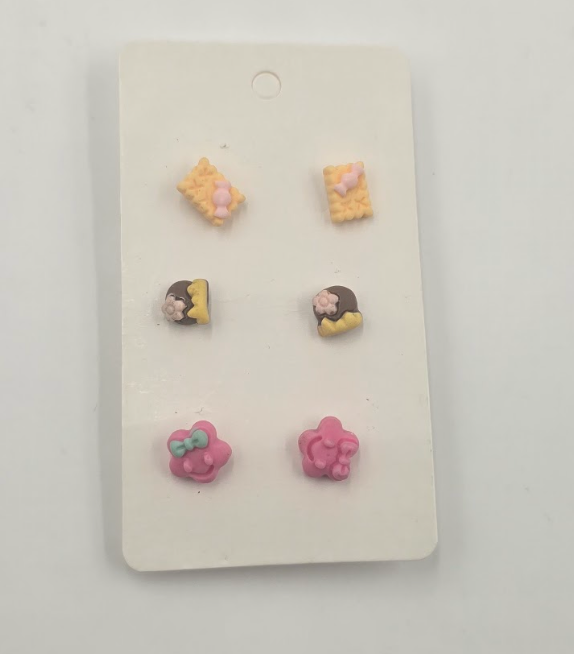 Cute Dessert & Floral Mini Stud Earrings Set