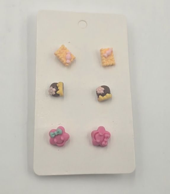 Cute Dessert & Teddy Mini Stud Earrings Set