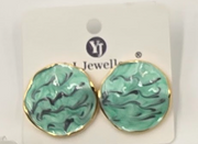 Textured Marbled Round Stud Earrings