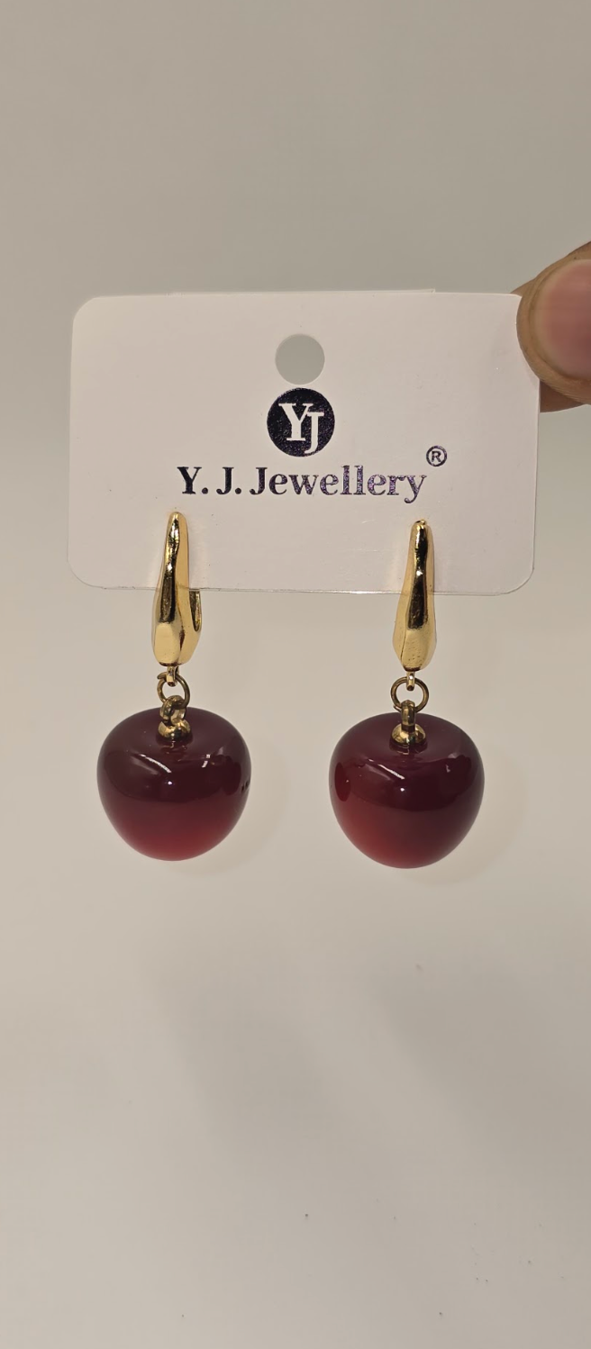 Cherry Drop Gold-Tone Earrings