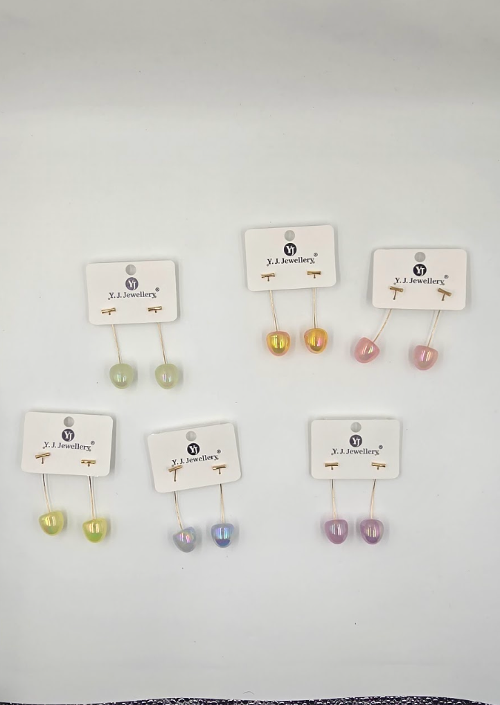 Pastel Glass Drop Threader Earrings