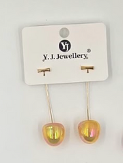 Pastel Glass Drop Threader Earrings