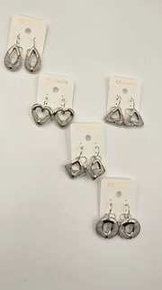 Silver-Tone Textured Geometric Drop Earrings