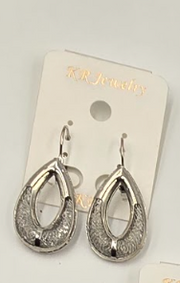 Silver-Tone Textured Geometric Drop Earrings