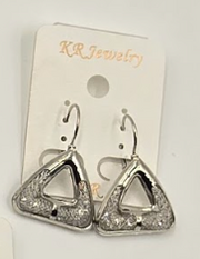 Silver-Tone Textured Geometric Drop Earrings
