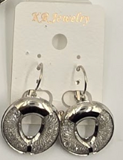Silver-Tone Textured Geometric Drop Earrings