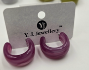 Marbled Resin Chunky Hoop Earrings for Women
