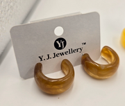 Marbled Resin Chunky Hoop Earrings for Women