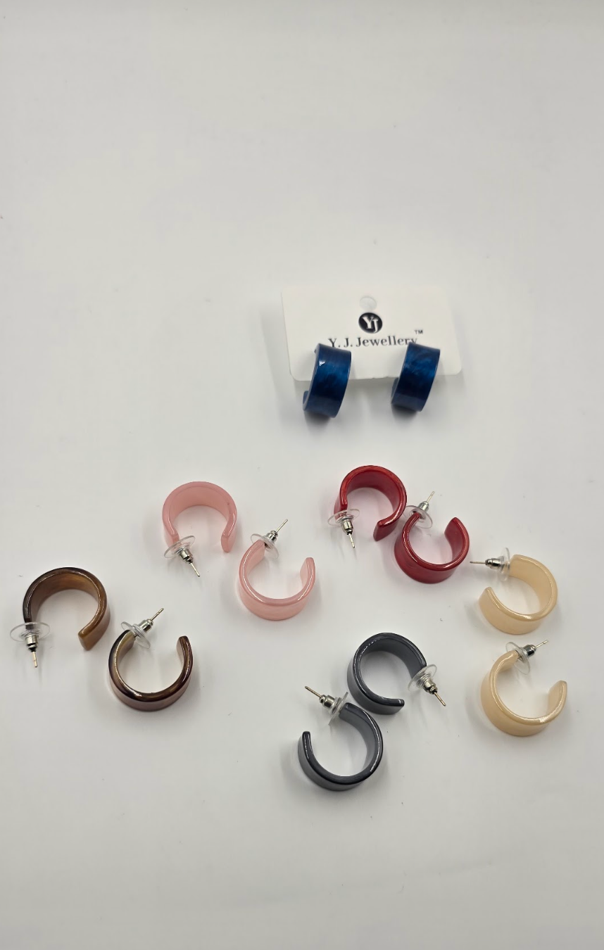 Glossy Resin Mini Hoop Earrings for Women