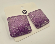Glitter Resin Square Statement Stud Earrings