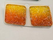 Glitter Resin Square Statement Stud Earrings