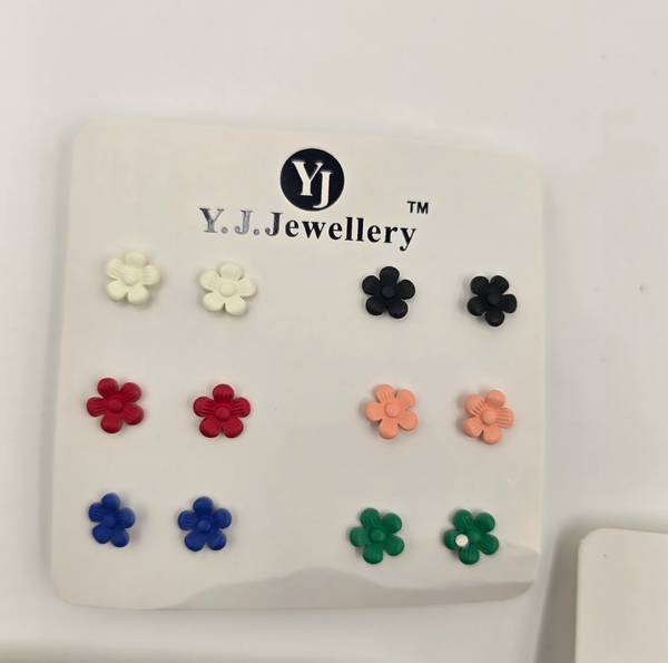 Cute Floral, Candy, Heart, Pearl & Bubble Stud Earrings Set for Women & Girls