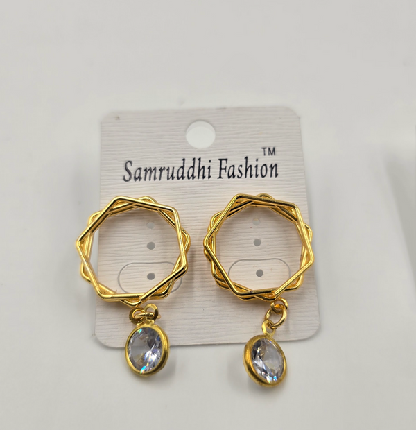 Geometric Crystal Drop Stud Earrings for Women