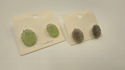 Crystal Texture Oval Stud Earrings