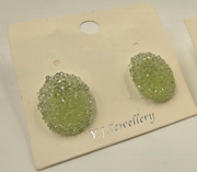 Crystal Texture Oval Stud Earrings