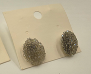 Crystal Texture Oval Stud Earrings