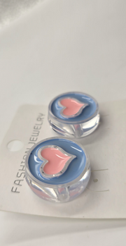Pastel Heart Resin Stud Earrings