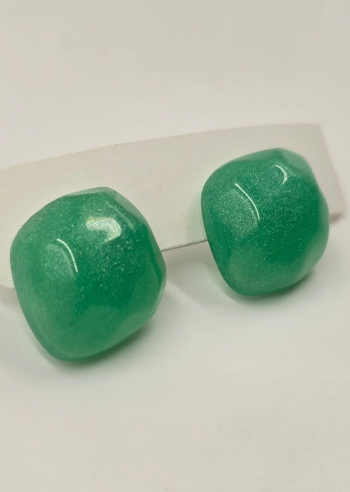 Shimmer Green Resin Stud Earrings
