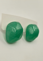 Shimmer Green Resin Stud Earrings